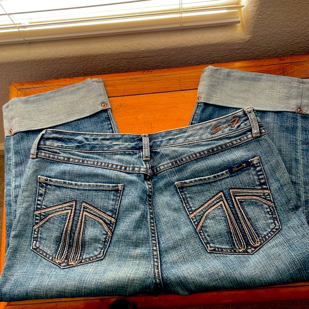 Seven7 Knee Length Wide Cuff Jeans - Picture 2 of 5